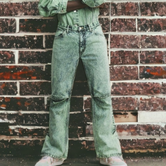 NWT $479 JieDa Jeans Made in Japan Slit Denim Pants Chemical Mint Green - Picture 8 of 8